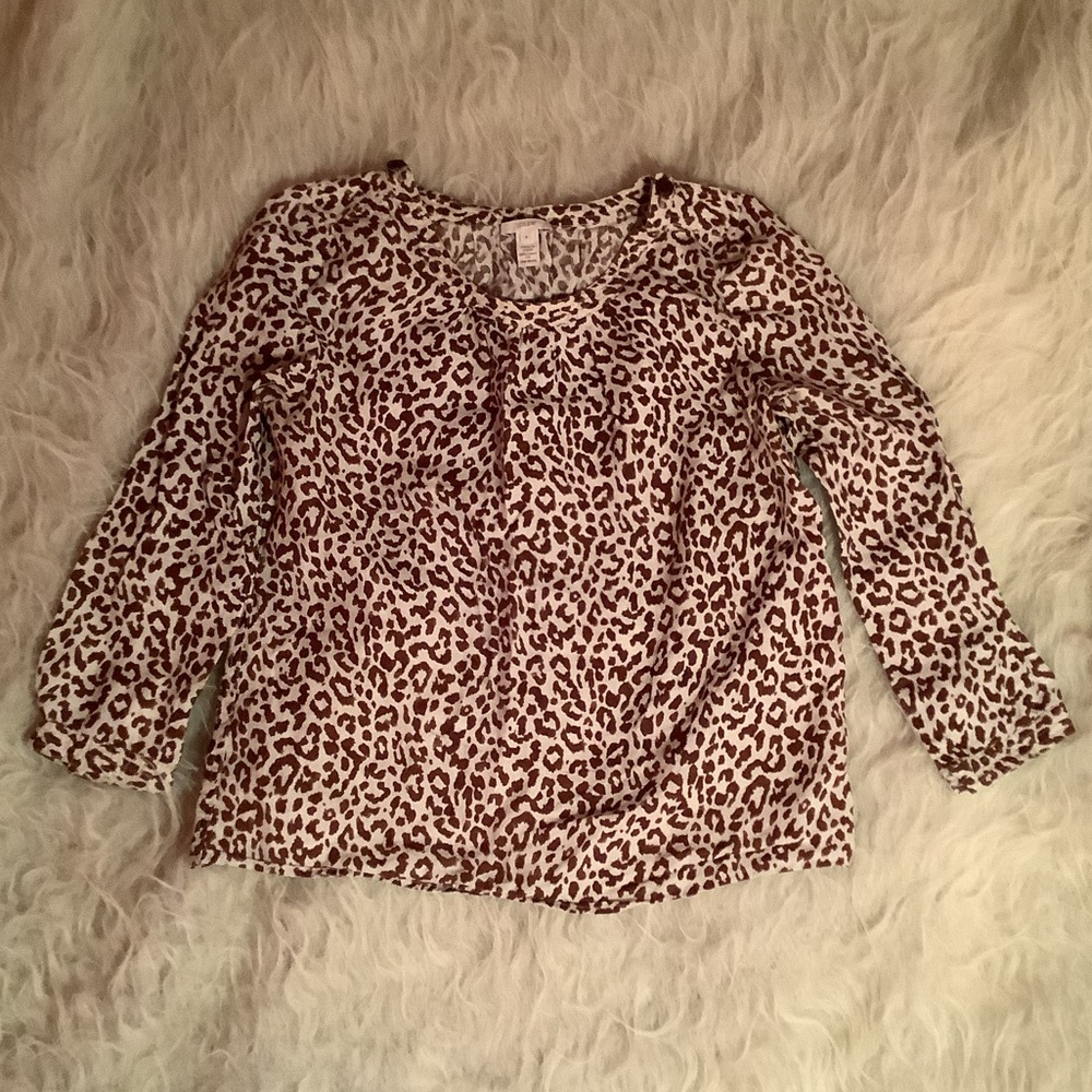 J Crew Leopard Print Linen Top